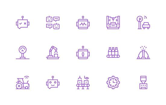 Automated Visual Pack containing 15 Regular Line Icons All-Purpose Icon Design Pack vector