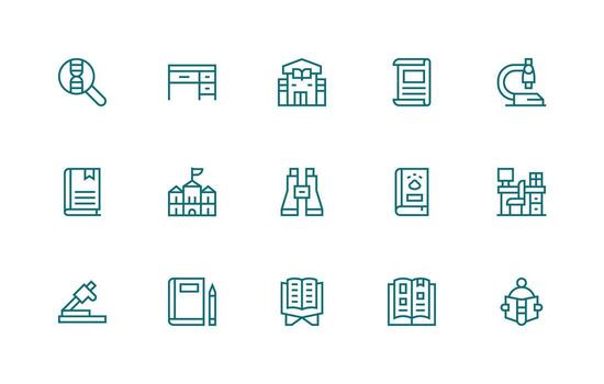 Study Set with 15 Regular Line Icons Neutral Style Icons for Any Project vector