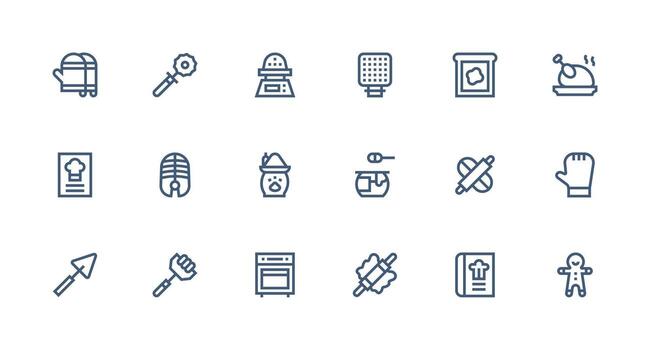 Strong Stroke Line Style Baking Icons with 18 Vectors Multi-Purpose Icon Set