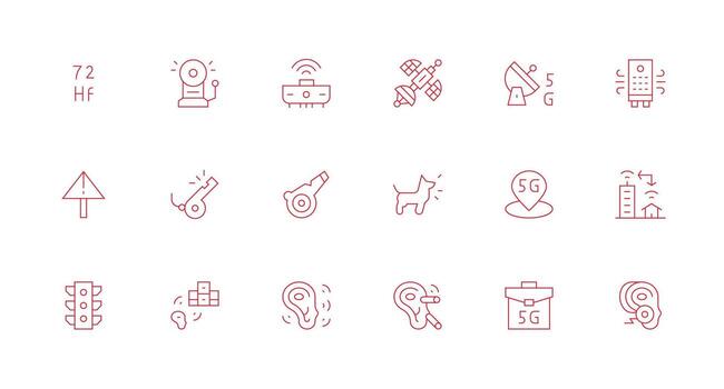 Signal Set with 18 Minimal Line Icons Layout Icon Collection vector