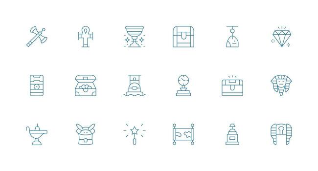 18 Artifact Icons in Minimal Line Aesthetic Sharp Icons for Presentations vector
