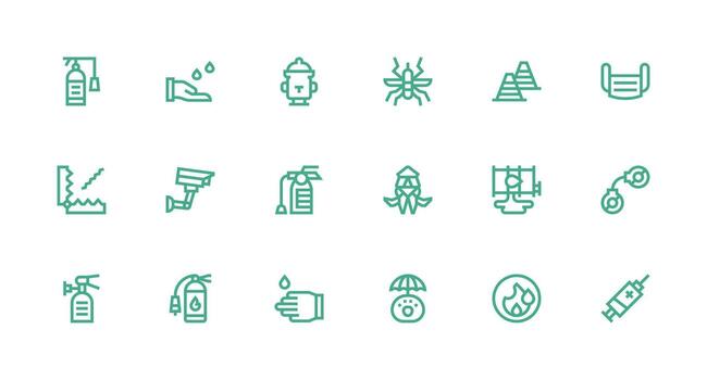 18 Strong Stroke Line Designs for Prevention Icons Flexible Icon System for Web Interfaces vector