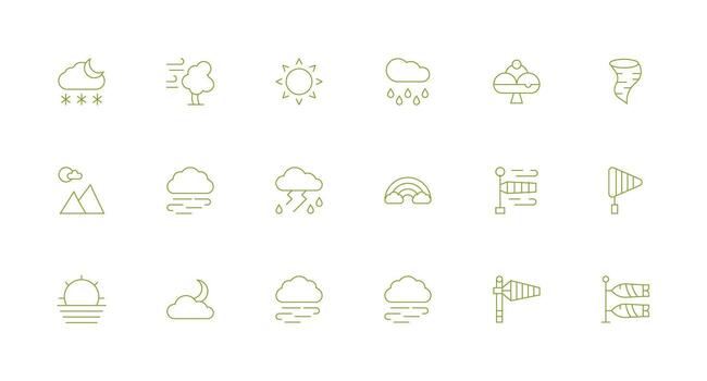 Meteorology featuring 18 Icons in Minimal Line Design Dashboard Icon Series vector