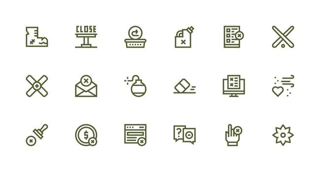 Strong Stroke Line Icons from Cancel Set with 18 Vectors Theme-Based Icon Pack