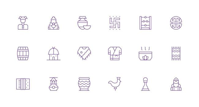 18 Icons for Traditional in Minimal Line Format Multi-Style Icon Collection vector