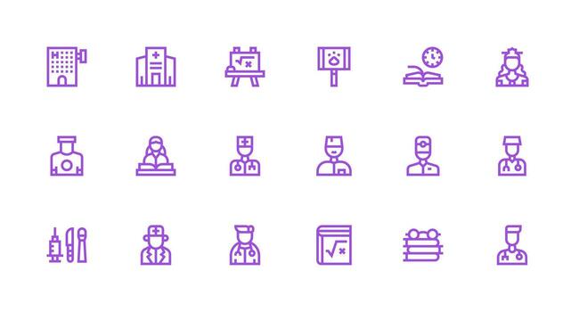 Exam Design Icons featuring 18 in Strong Stroke Line Style Fully Editable Icon Set for Web vector