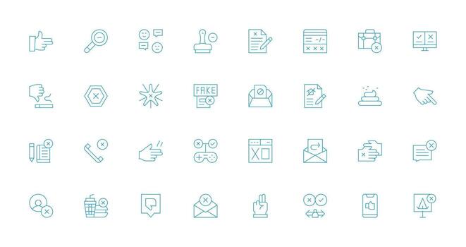 Reject Set with 32 Thin Line Icons Multi-Purpose Icon Set vector