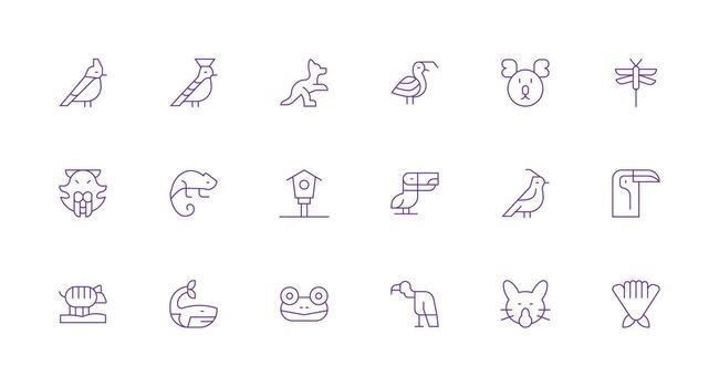 18 Minimal Line Icons for Fauna Graphics Web Icon Collection vector