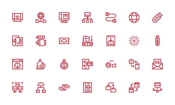 Data Transfer Set with 28 Bold Line Icons Interface Icon Collection for Daily Projects vector
