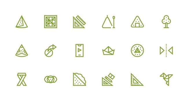 Triangle Design Icons featuring 18 in Strong Stroke Line Style Reusable Icon Set vector