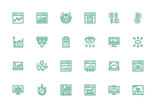 Analytics Set with 24 Thick Line Line Icons UI Icon Set vector