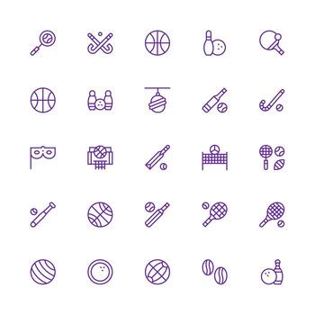 25 íconos para pelota en medio carrera contorno formato completamente editable icono conjunto para web vector