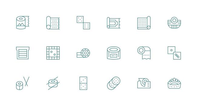 Roll Design Icons featuring 18 in Minimal Line Style Standard Icon Pack vector