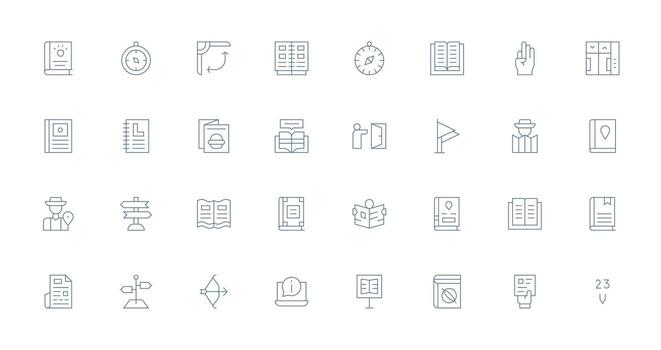 Thin Line Icons from Guide Set with 32 Vectors Interface Icon Collection