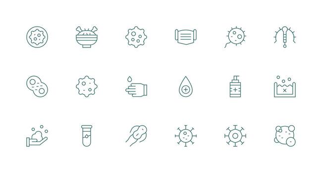 18 Minimal Line Vectors for Bacteria Theme Neatly Designed Icons for Web Platforms