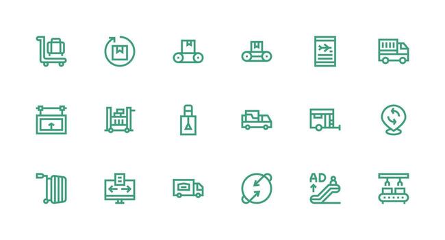 Moviente incluso 18 fuerte carrera línea ilustraciones escalable íconos para multiplataforma interfaces vector