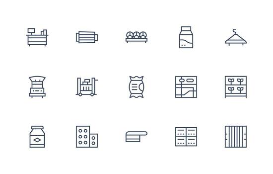 15 Regular Line Icons for Shelf Graphics Compact Icon Set vector