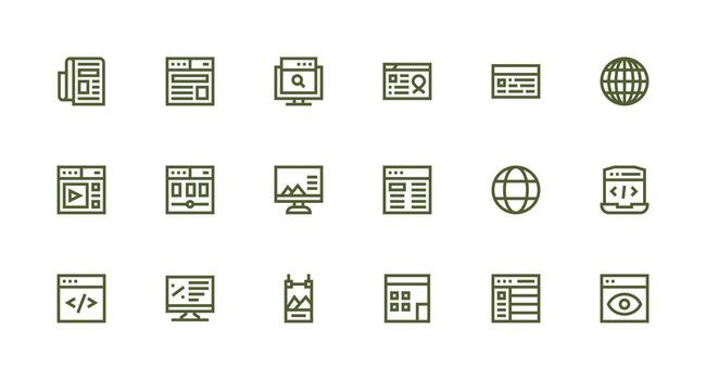 Strong Stroke Line Style Web Page Icons with 18 Vectors Display Icon Pack