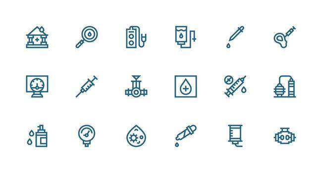 Fluid featuring 18 Icons in Strong Stroke Line Design Reusable Icon Set vector