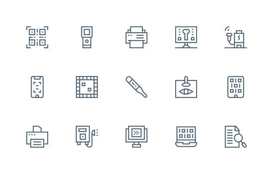 15 Regular Line Vectors for Scan Theme Complete Icon Bundle for Web Design