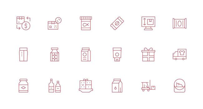 mínimo línea estilo paquete íconos con 18 vectores completamente editable icono conjunto para web