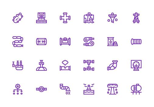 24 Thick Line Line Icons for Pipeline Graphics Scalable Icons for All Themes vector