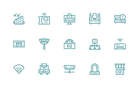 15 regular línea estilo íconos desde enrutador colección icono paquete para varios temas vector