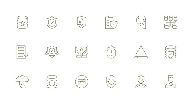 18 Minimal Line Designs for Data Integrity Icons Fully Editable Icon Set for Web vector