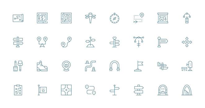 Path featuring 32 Icons in Thin Line Design Interface Icons for Daily Use vector