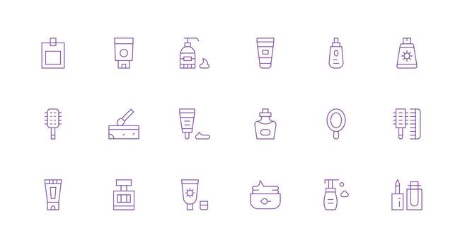Cosmetic Design Icons featuring 18 in Minimal Line Style Icons Built for Visual Consistency Pack vector
