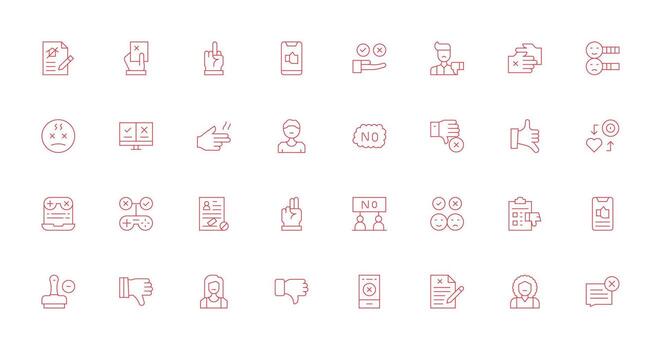 Disapproval including 32 Thin Line Illustrations Interface Icon Collection for Daily Projects vector