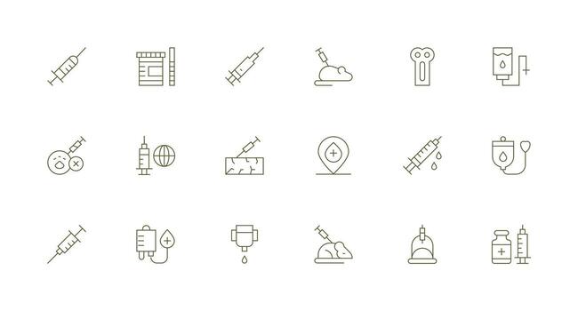 Minimal Line Style Injection Icons with 18 Vectors Design Icon Pack