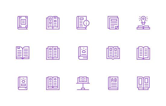 Manuals featuring 15 Icons in Regular Line Design Neutral Style Icons for Any Project vector
