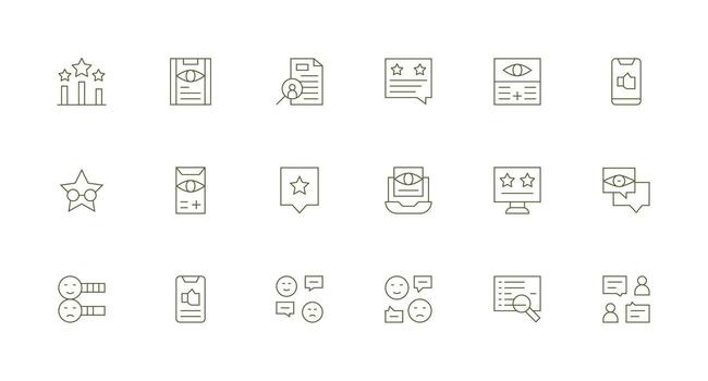 Minimal Line Style Review Icons with 18 Vectors Clear and Concise Icon Set Collection