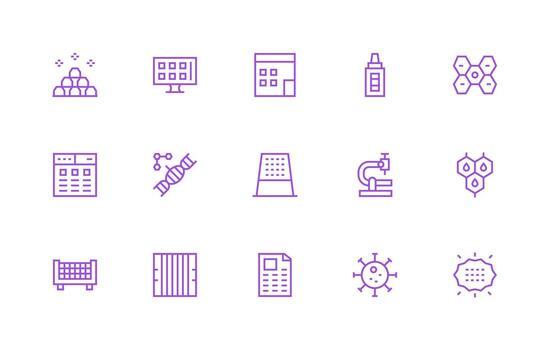 Regular Line Style Cells Icons with 15 Vectors UI Icon Set