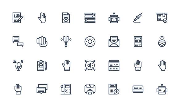 28 negrita línea íconos para entrada gráficos moderno línea y glifo icono serie vector