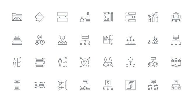 Hierarchy Visual Pack containing 32 Thin Line Icons Customizable Icon Series for Mobile Screens vector