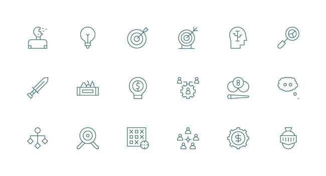 estrategia visual paquete conteniendo 18 mínimo línea íconos escalable íconos para multiplataforma interfaces vector