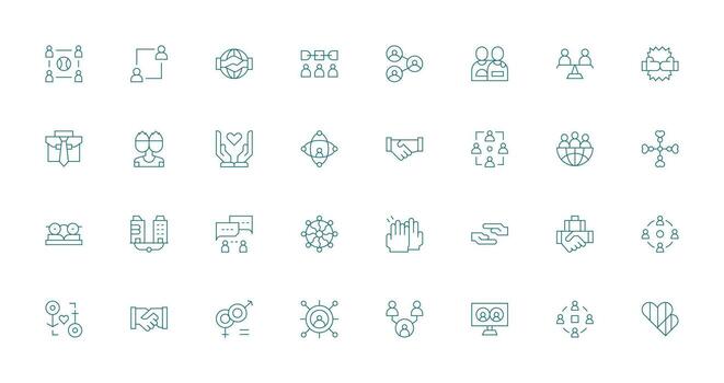 Partnership Design Icons featuring 32 in Thin Line Style Scalable Icons for All Themes vector