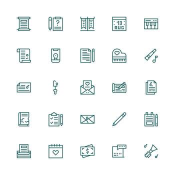 medio carrera contorno estilo Nota íconos con 25 vectores icono paquete para ui