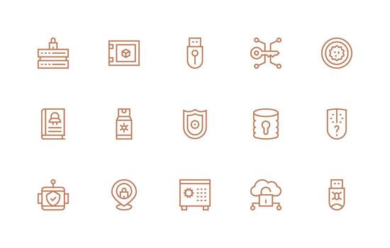 15 cifrado íconos en regular línea estético usuario interfaz íconos para digital productos vector