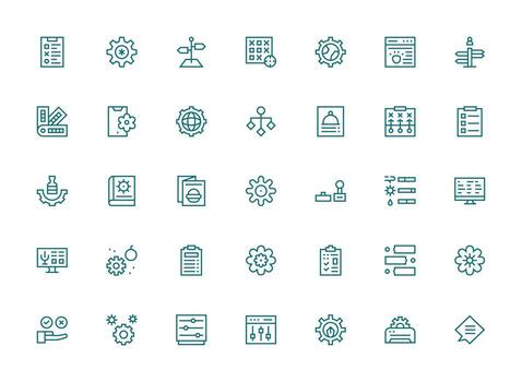 Regular Clean Line Style Options Icons with 35 Vectors Icon Set for Projects