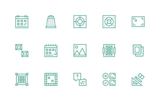 cuadrado conjunto con 15 regular línea íconos completamente editable icono conjunto para web vector