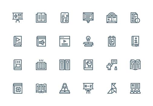 Thick Line Line Icons from Tutorial Set with 24 Vectors Neutral Style Icons for Any Project