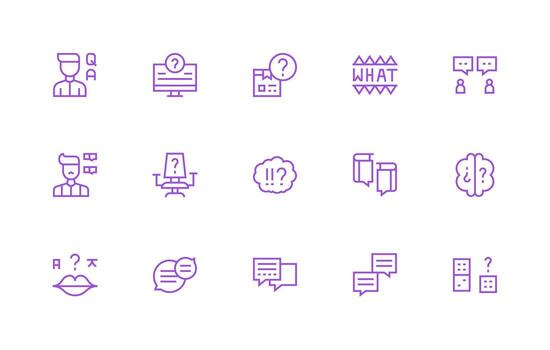 15 Regular Line Vectors for Question Theme All-Purpose Icon Design Pack