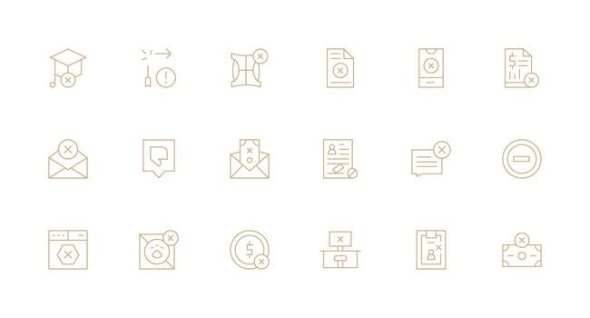 18 Rejected Icons in Minimal Line Aesthetic Scalable Icons for All Themes vector