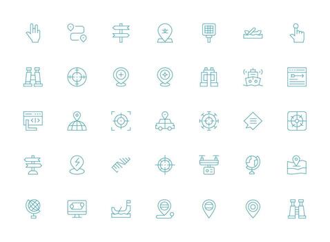 Navigation Icon Set with 35 Light Line Graphics Balanced Icon Set for Functional Design vector