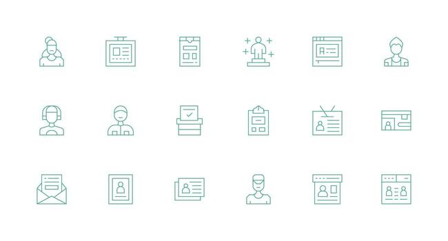 registro visual paquete conteniendo 18 mínimo línea íconos alta resolución íconos para ninguna plataforma vector