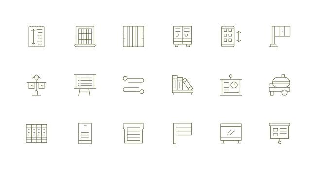 Minimal Line Icons from Horizontal Set with 18 Vectors Quick Access Icons for UI Development