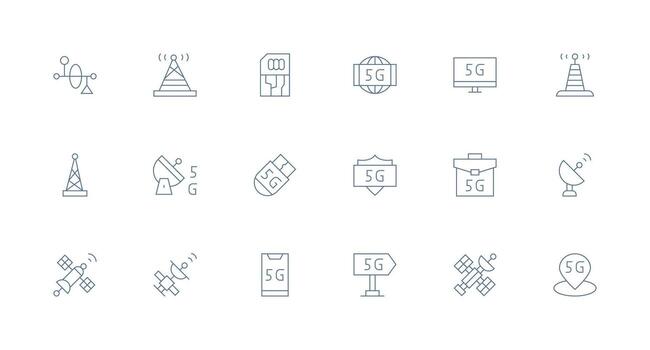 18 Minimal Line Style Icons from Telecommunication Collection Balanced Icon Set for Functional Design vector